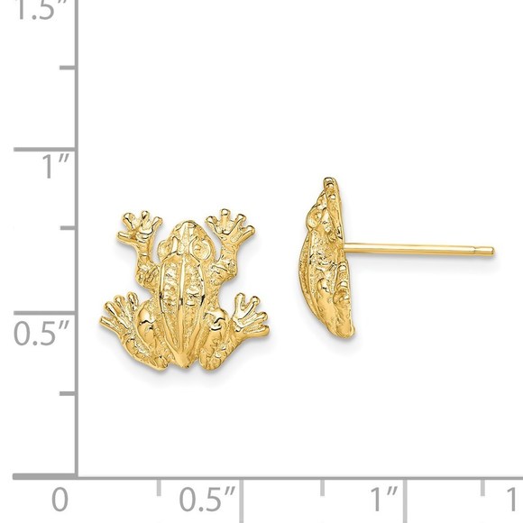 14K 2-D Leap Frog Post Earrings - Picture 2 of 4
